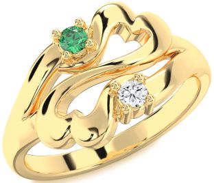 Gold Infinity Heart Two Stone Promise Ring