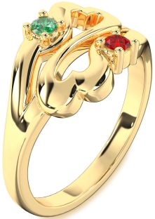 Gold Infinity Heart Two Stone Promise Ring
