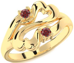 Emerald Gold Infinity Heart Two Stone Birthstone Ring