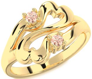 Emerald Gold Infinity Heart Two Stone Birthstone Ring