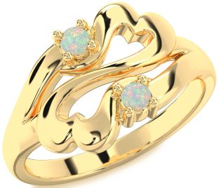 Emerald Gold Infinity Heart Two Stone Birthstone Ring