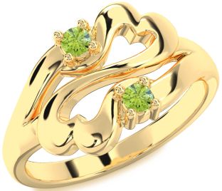 Emerald Gold Infinity Heart Two Stone Birthstone Ring