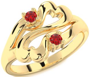 Emerald Gold Infinity Heart Two Stone Birthstone Ring