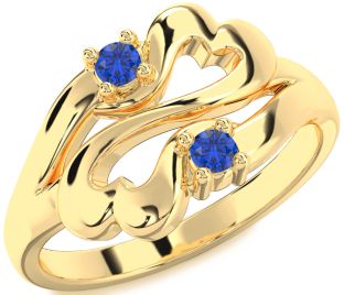 Emerald Gold Infinity Heart Two Stone Birthstone Ring