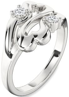 Diamond White Gold Infinity Heart Two Stone Ring