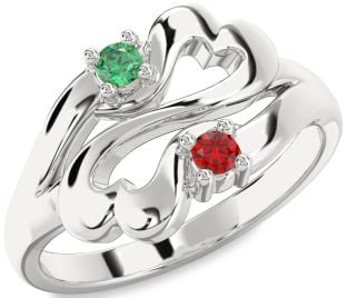 Platinum Infinity Heart Two Stone Promise Ring