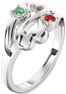 Platinum Infinity Heart Two Stone Promise Ring