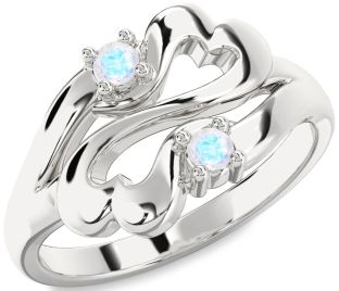 Emerald Platinum Infinity Heart Two Stone Birthstone Ring