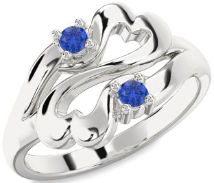 Emerald Platinum Infinity Heart Two Stone Birthstone Ring