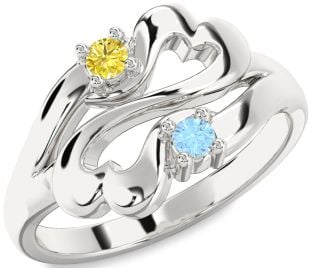 Silver Infinity Heart Two Stone Promise Ring