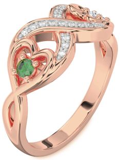 Diamond Rose Gold Infinity Heart Two Stone Promise Ring