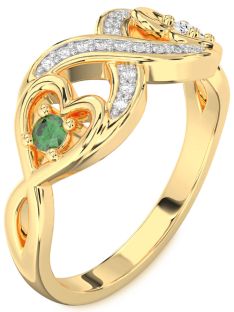 Diamond Gold Infinity Heart Two Stone Promise Ring