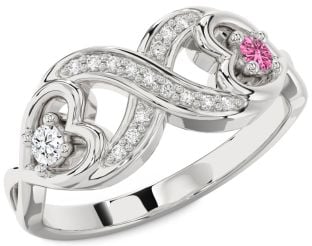 Diamond Silver Infinity Heart Two Stone Promise Ring