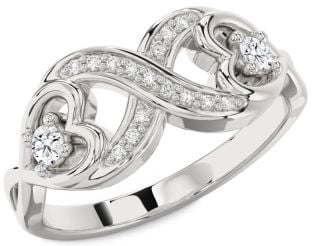 Diamond Platinum Infinity Heart Round Two Stone Ring