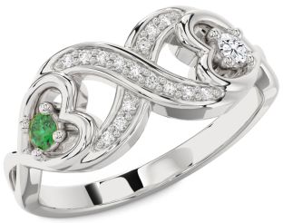 Diamond Platinum Infinity Heart Two Stone Promise Ring