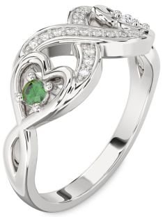 Diamond Platinum Infinity Heart Two Stone Promise Ring