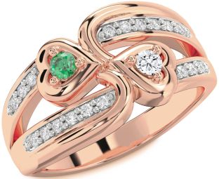 Diamond Rose Gold Heart Two Stone Promise Ring