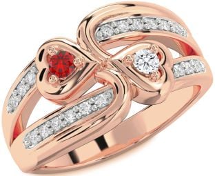 Diamond Rose Gold Heart Two Stone Promise Ring