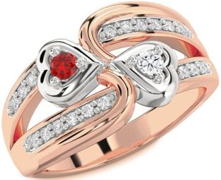 Diamond White Rose Gold Heart Two Stone Promise Ring