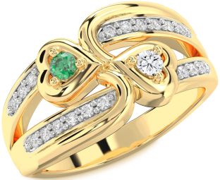 Diamond Gold Heart Two Stone Promise Ring