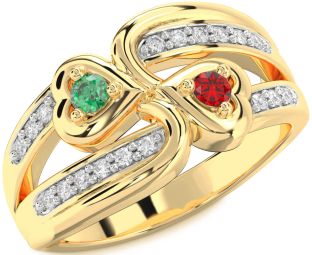 Diamond Gold Heart Two Stone Promise Ring