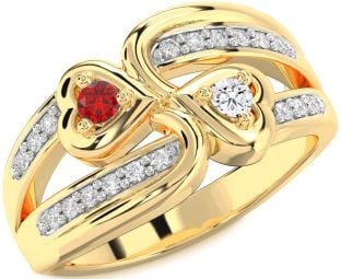 Diamond Gold Heart Two Stone Promise Ring