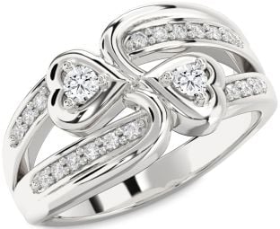 Diamond Platinum Heart Round Two Stone Ring