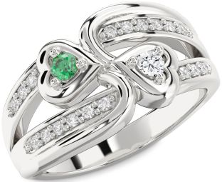 Diamond Silver Heart Two Stone Promise Ring