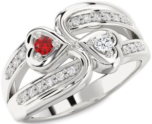 Diamond Platinum Heart Two Stone Promise Ring