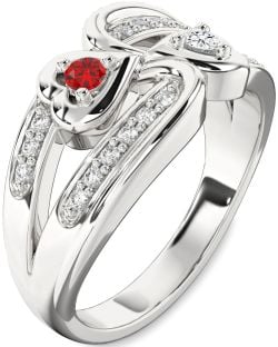 Diamond Platinum Heart Two Stone Promise Ring