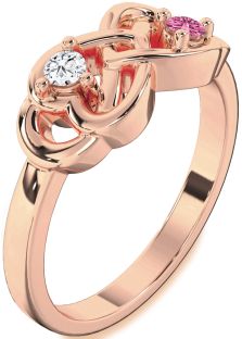 Rose Gold Infinity Heart Two Stone Promise Ring