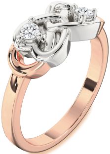 Diamond White Rose Gold Infinity Heart Two Stone Ring