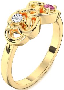Gold Infinity Heart Two Stone Promise Ring