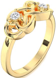 Diamond Gold Infinity Heart Two Stone Ring