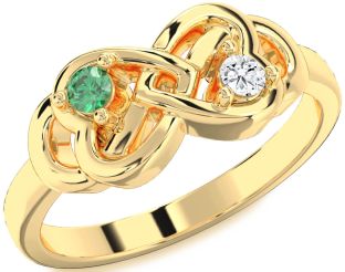 Gold Infinity Heart Two Stone Promise Ring