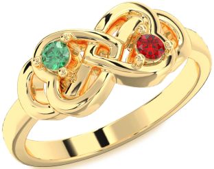 Gold Silver Infinity Heart Two Stone Promise Ring