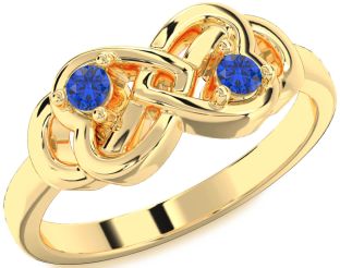 Emerald Gold Infinity Heart Two Stone Birthstone Ring