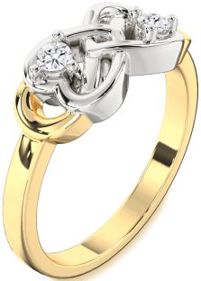 Diamond Platinum & Yellow Gold Infinity Heart Two Stone Ring