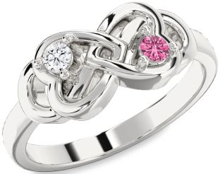 Platinum Infinity Heart Two Stone Promise Ring