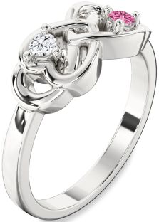 Platinum Infinity Heart Two Stone Promise Ring
