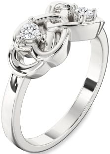 Diamond White Gold Infinity Heart Two Stone Ring