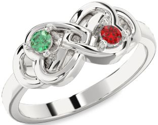 Silver Infinity Heart Two Stone Promise Ring