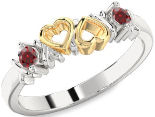 Emerald Platinum & Yellow Gold Heart Two Stone Birthstone Ring