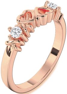 Diamond Rose Gold Heart Two Stone Ring
