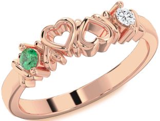 Rose Gold Heart Two Stone Promise Ring