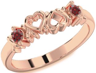 Emerald Rose Gold Heart Two Stone Birthstone Ring