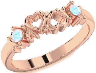 Emerald Rose Gold Heart Two Stone Birthstone Ring