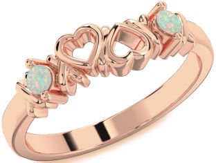 Emerald Rose Gold Heart Two Stone Birthstone Ring