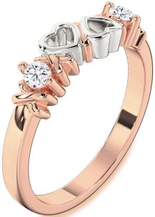 Diamond White Rose Gold Heart Two Stone Ring