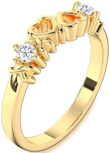 Diamond Gold Heart Two Stone Ring